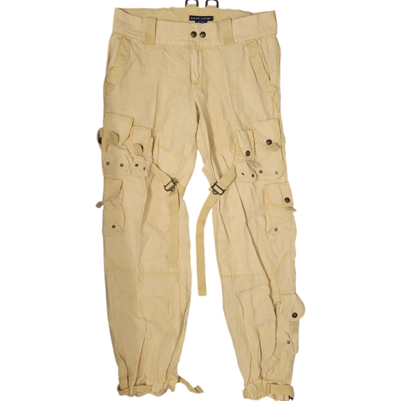 Ralph Lauren Blue Label Multi Pocket Linen Silk Paratrooper Cargo Pants Sz 8 - Picture 6 of 7